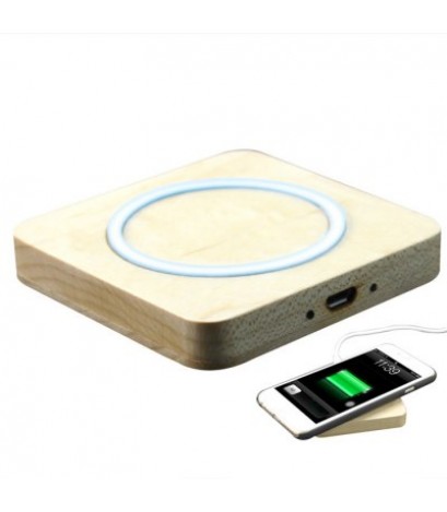 Q9W Portable Qi Wireless Charger Wireless Transmitter Pad with Wood Material Design for Mobile Phone Tablet