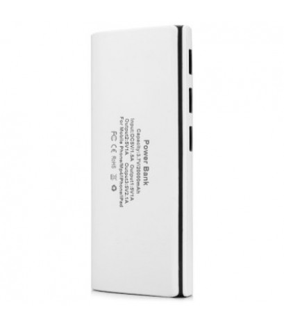 20000mAh Smart Portable Power Bank 2 USB Output Interface LED Indication Light LED Flashlight