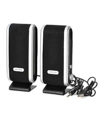 Mini USB Power 8W Speakers - Black + Silver (2 PCS)  