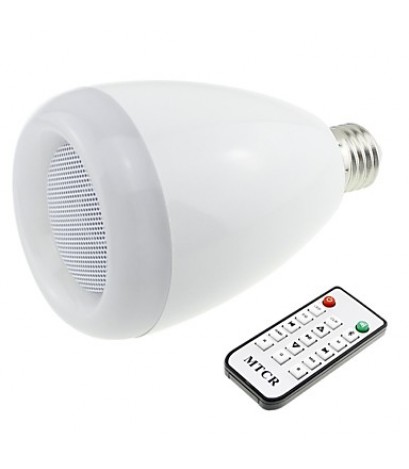 Bluetooth 3.0 Speaker E27 Base RGB 9W LED Bulb Music Lamp with Remote Controller (AC 90V~240V)  