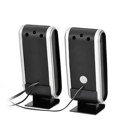 Mini USB Power 8W Speakers - Black + Silver (2 PCS)  